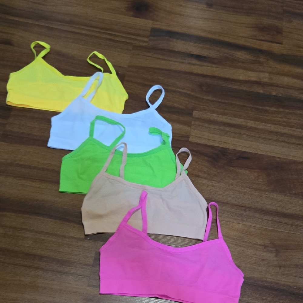 Colorful Bralette Set Medium 32 Girls Bundle 5 Top Bra Spandex NEW